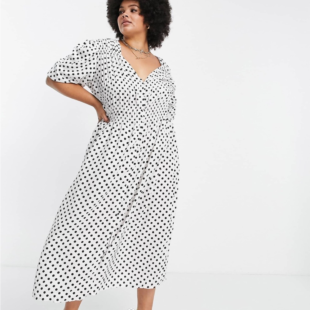 ASOS Curve Black and White Polka Dot Maxi Dress